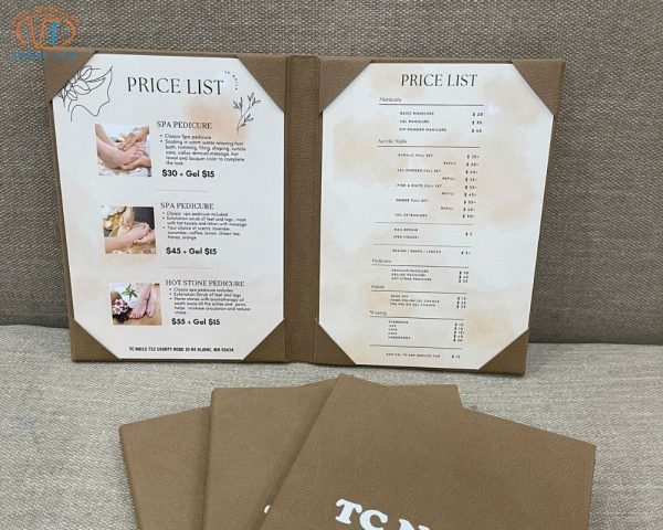 Menu bìa cứng ngành spa