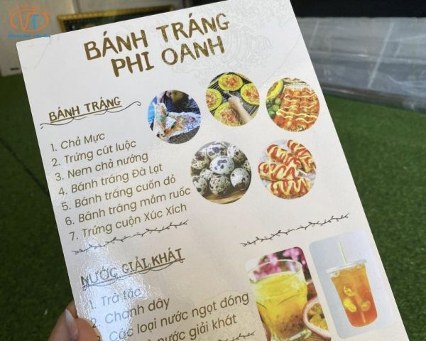 Menu bìa cứng cho bánh tráng Phi Oanh