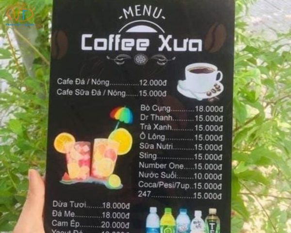 Menu bìa cứng quán Coffee Xưa