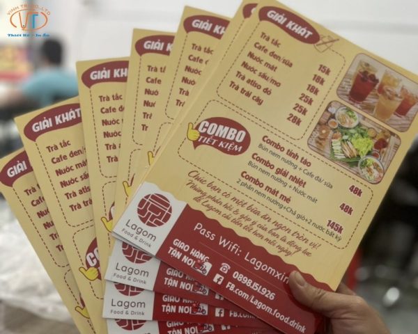Menu bìa cứng quán ăn
