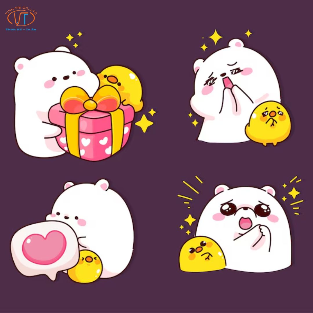 Hình dán gấu màu trắng