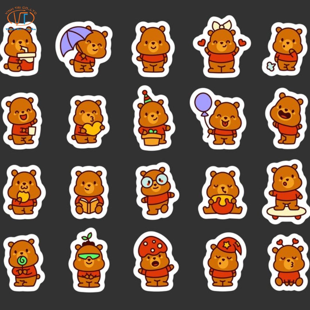 Sticker gấu nâu