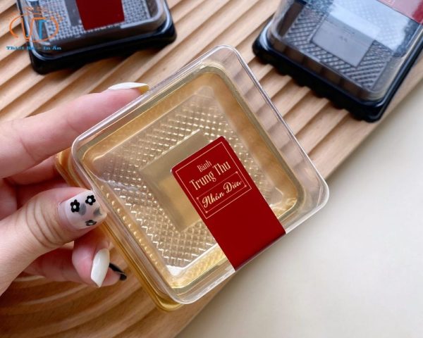 Tem nhãn trung thu màu đỏ hình chữ nhật