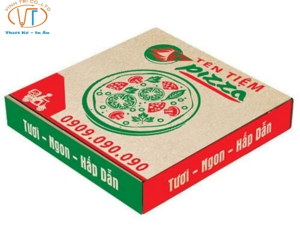 Hộp đựng bánh pizza in logo