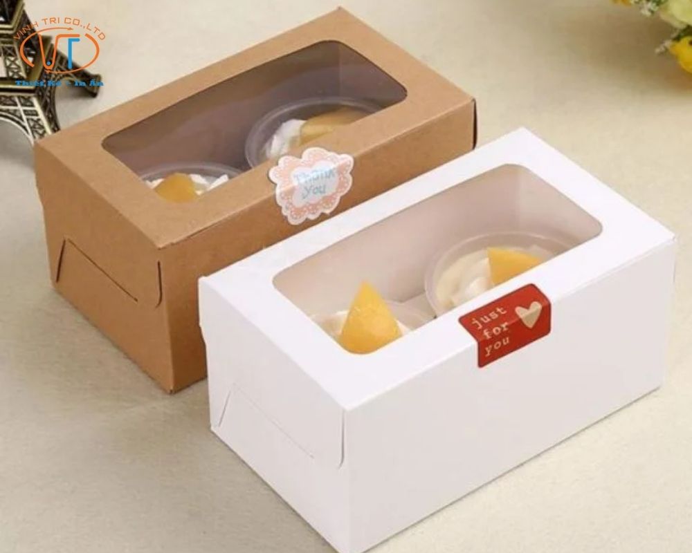 Hộp giấy đựng bánh có cửa sổ làm bằng nhựa trong suốt
