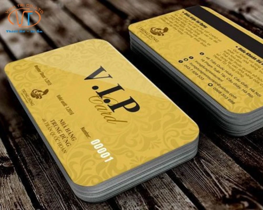 Thẻ VIP card nhũ vàng
