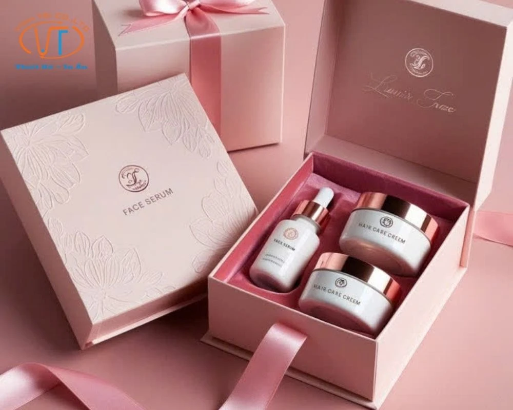 Hộp âm dương đựng mỹ phầm màu hồng
