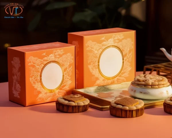 Hộp giấy bánh trung thu màu cam
