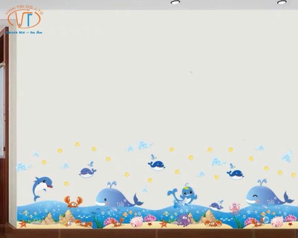 Decal dán tường hình cá heo
