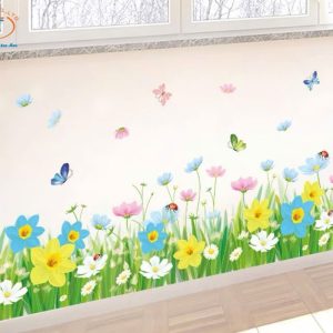 Decal dán tường vườn hoa nở rộ