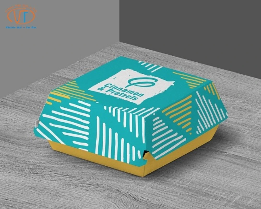 Hộp giấy đựng bánh bao thiết kế kẻ sọc ấn tượng