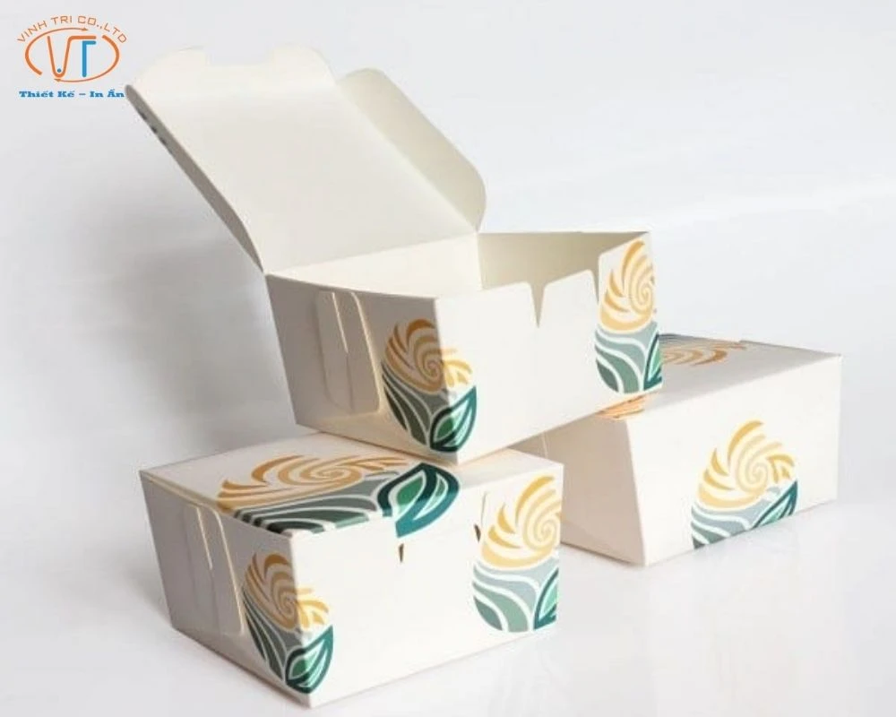 Hộp giấy đựng bánh bao in hình bông hoa