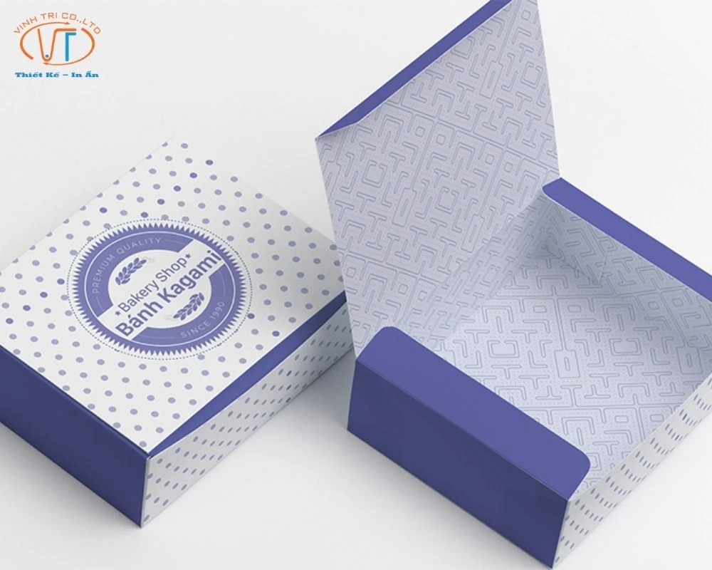 Mẫu hộp giấy đựng bánh bao có họa tiết chấm bi