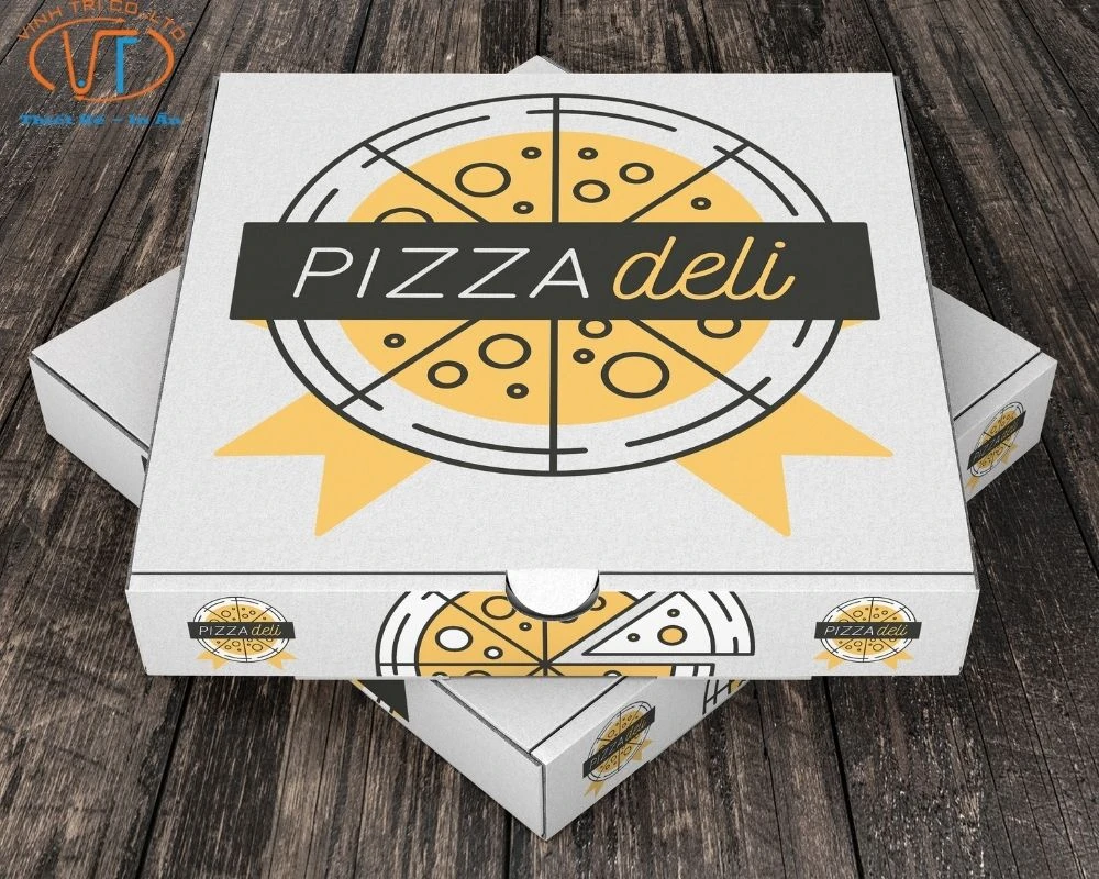 Hộp bánh đựng pizza của thương hiệu PIZZA DELI