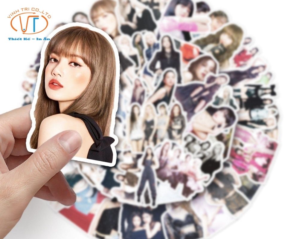Sticker Lisa tóc dài màu nâu