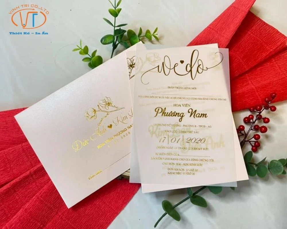 Thiệp cưới ép nhũ