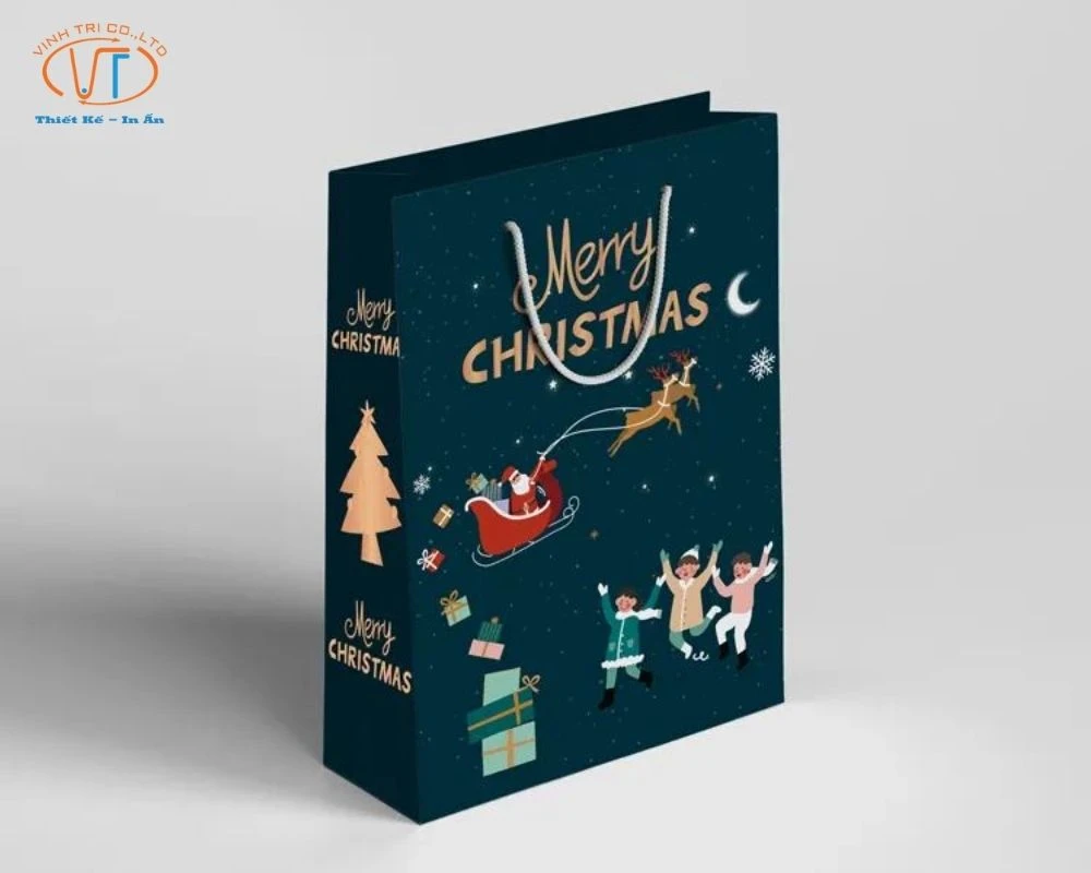 Mẫu túi giấy giáng sinh bằng dây sợi trắng