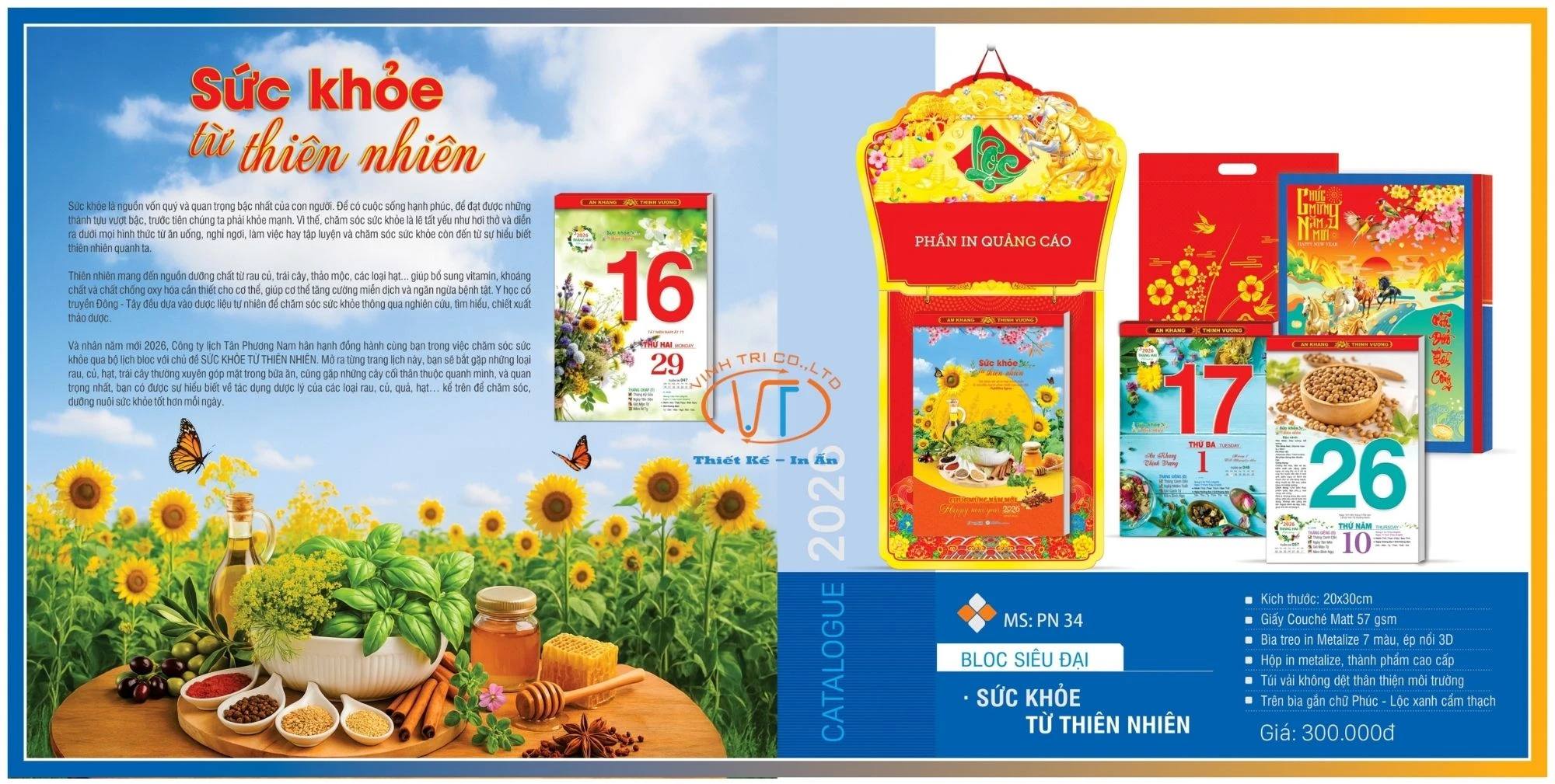 Lịch bloc 20x30cm sức khỏe từ thiên nhiên