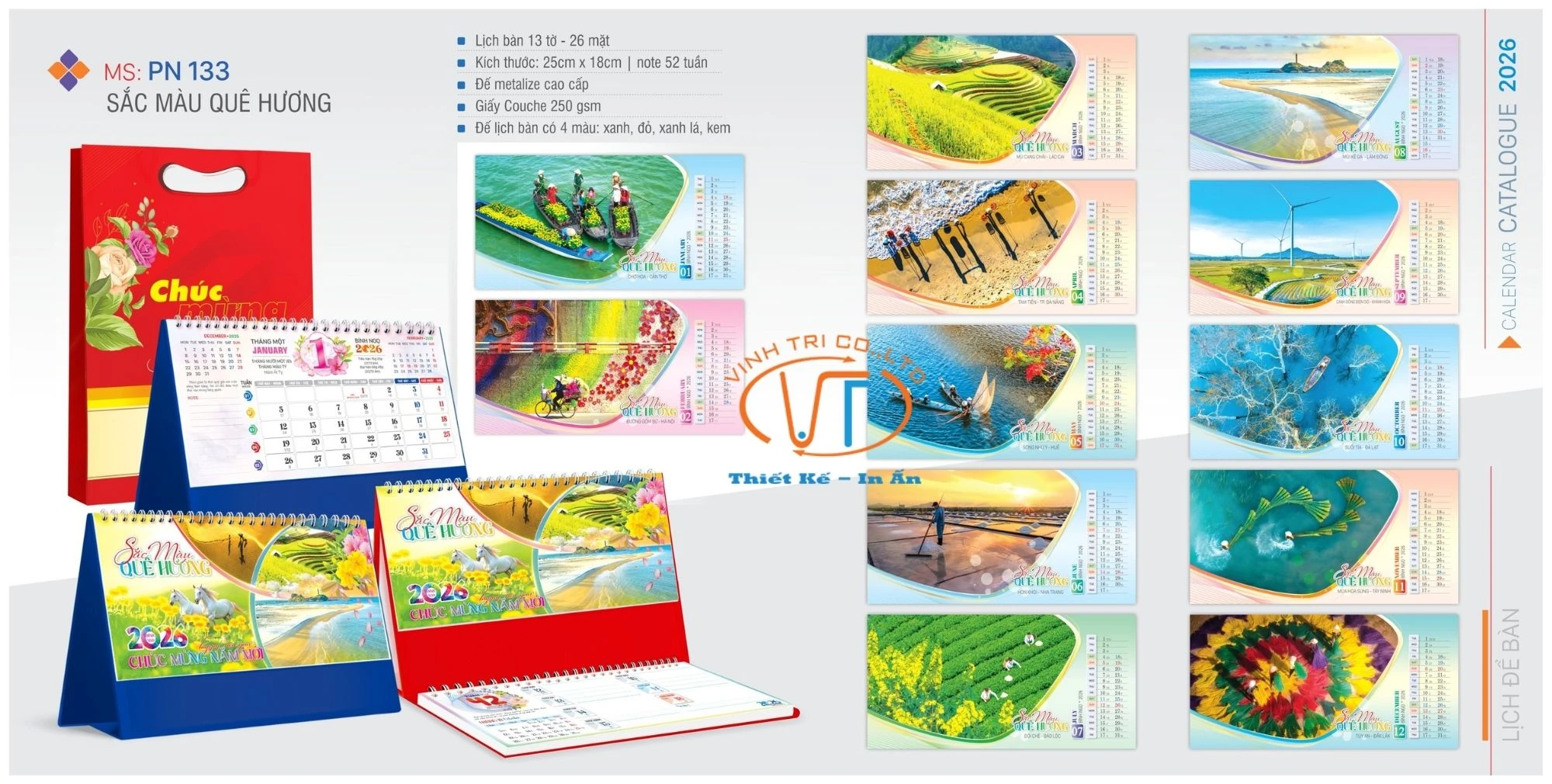 Lịch để bàn chủ đề Sắc màu quê hương