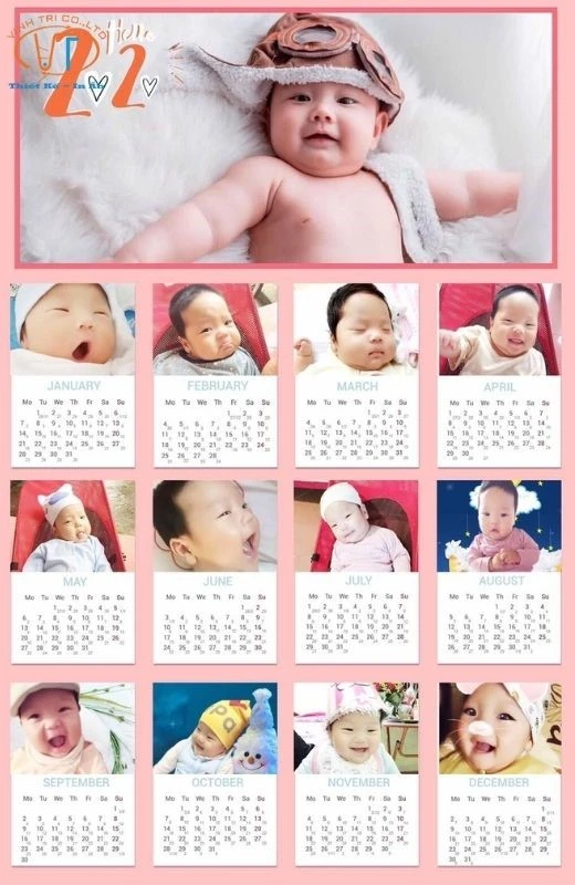 Lịch tết lữu giữ hình ảnh bé mới sinh