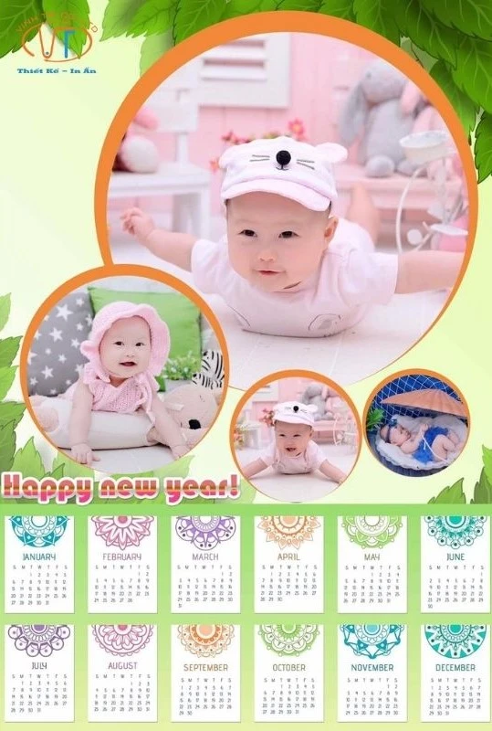 Lịch tết cho bé dễ thương