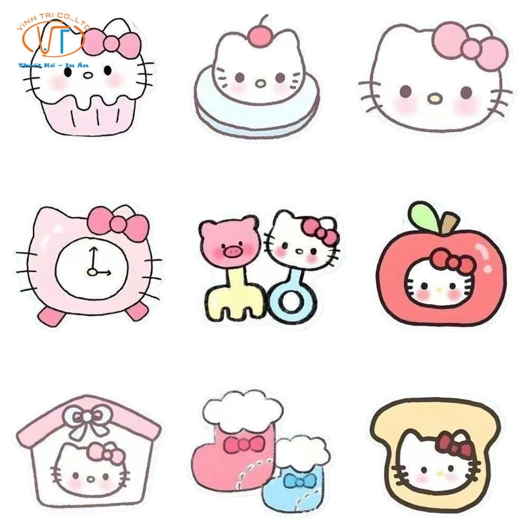 Mẫu nhãn dán Hello Kitty đủ loại