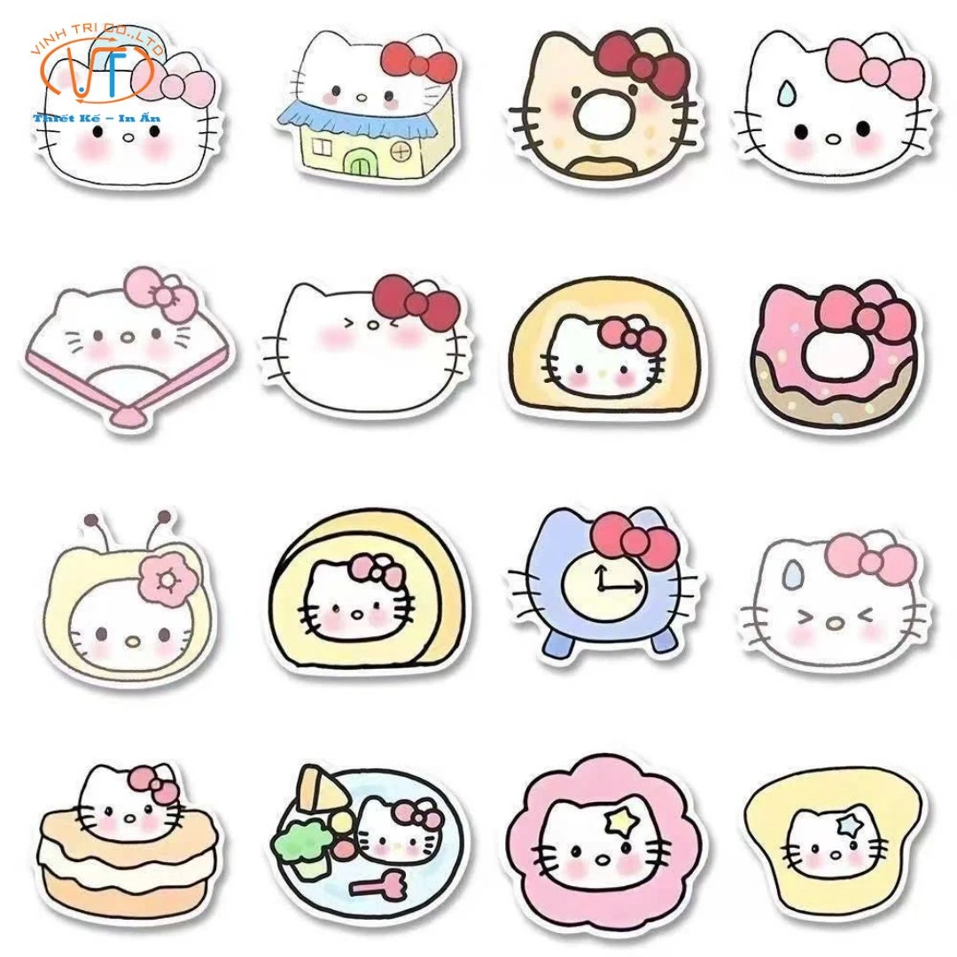 Mẫu sticker hình Hello Kitty chibi