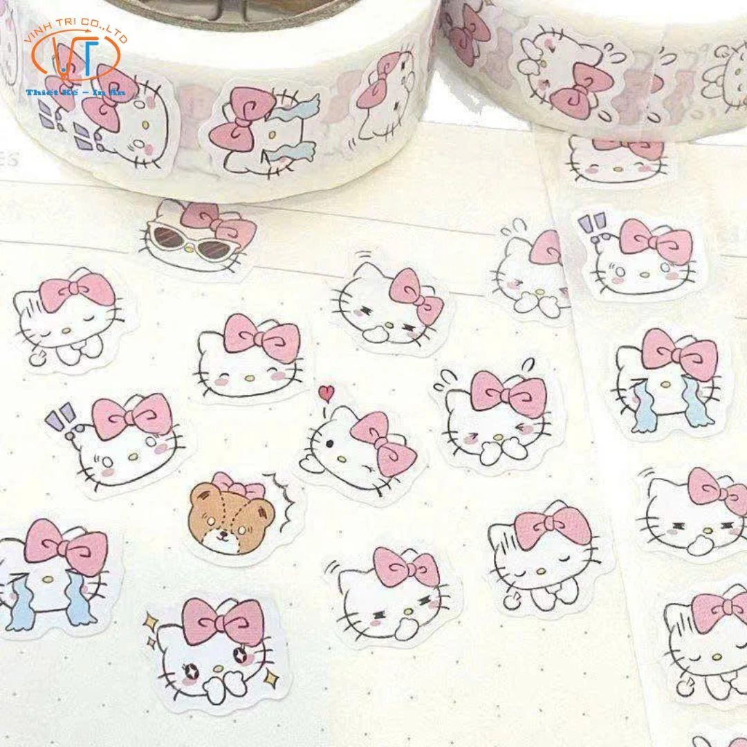 Mẫu sticker Hello Kitty dán đồ vật dễ thương