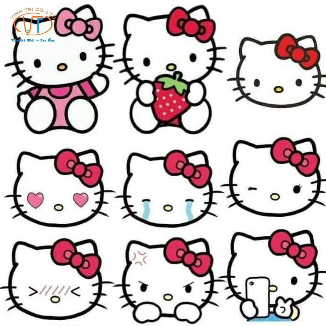 Sticker Hello Kitty nơ đỏ