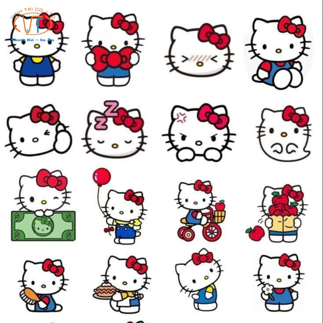 Sticker Hello Kitty váy xanh