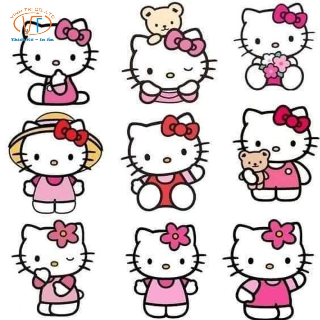 Sticker Hello Kitty váy hồng