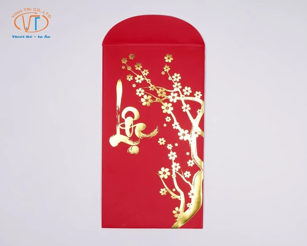 Bao lì xì đỏ in nổi chữ Lộc