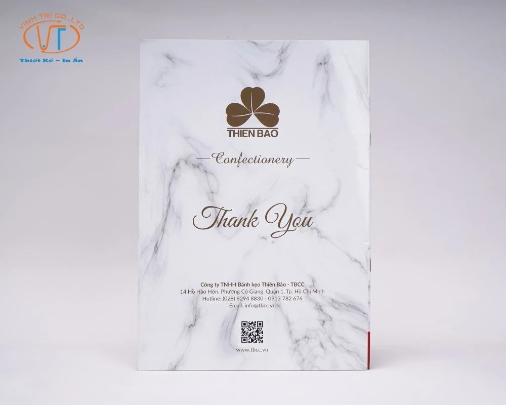 Mặt sau cuốn catalogue của công ty Thiên Bảo