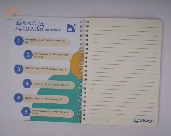 Sổ tay bìa in nội dung thương hiệu kết hợp giấy kẻ dòng
