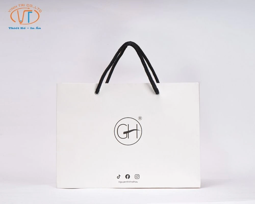 Túi giấy dây đen hình chữ nhật