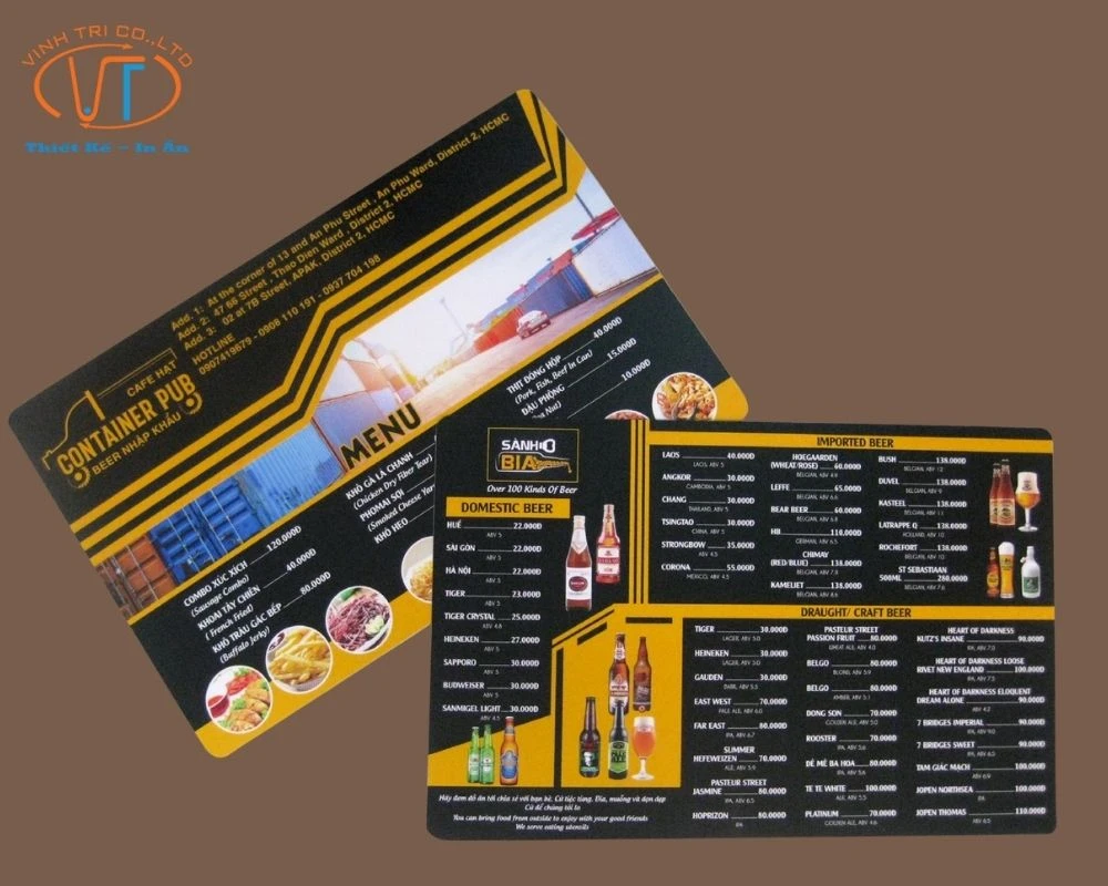 Bộ menu có tone màu cam và đen