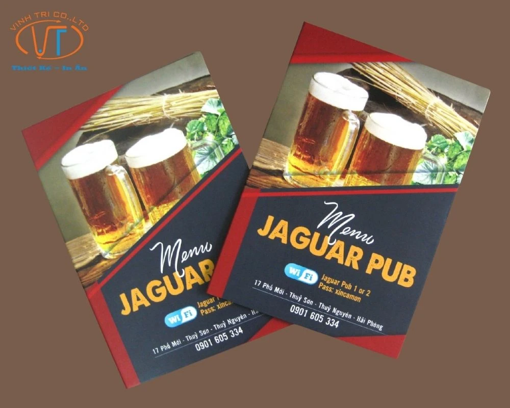 Bộ menu quán bia Jaguar Bar