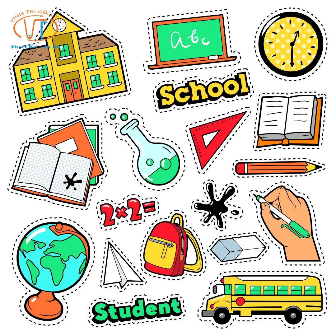 Mẫu sticker đồ dùng học tập