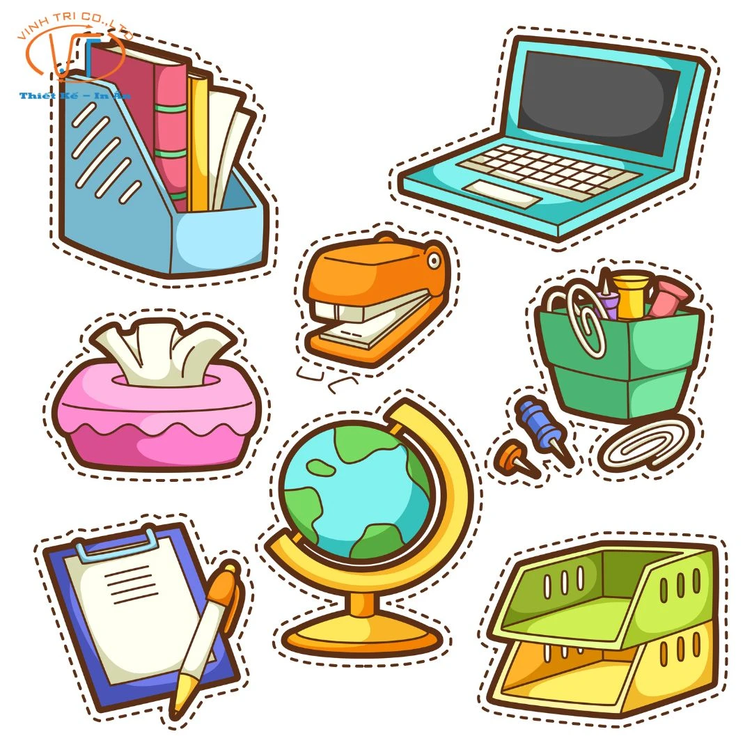Mẫu sticker dụng cụ học tập cho học sinh