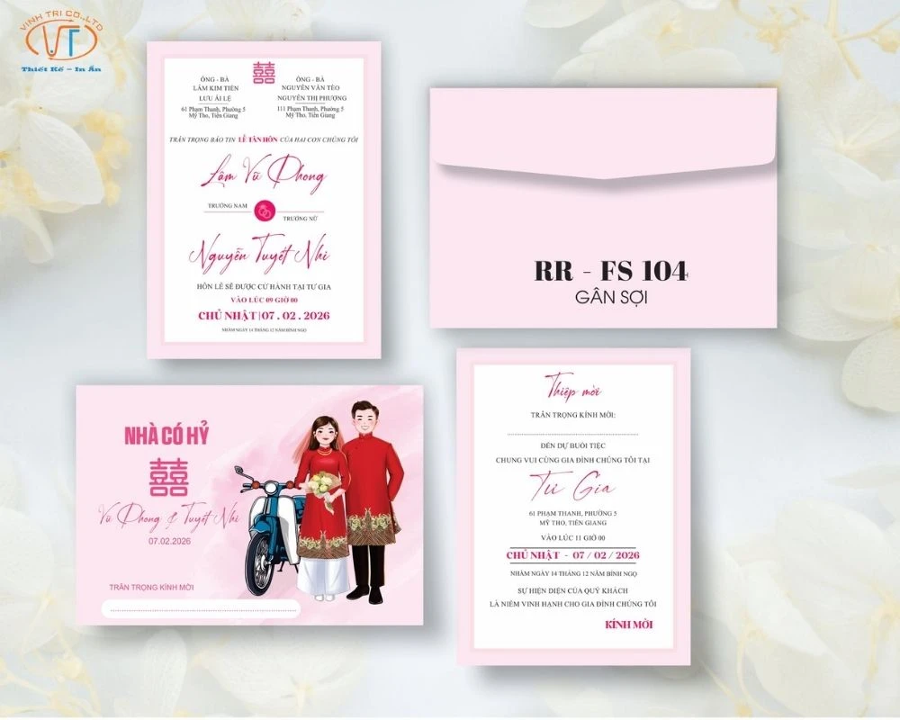 Mẫu thiệp cưới hồng đẹp mắt