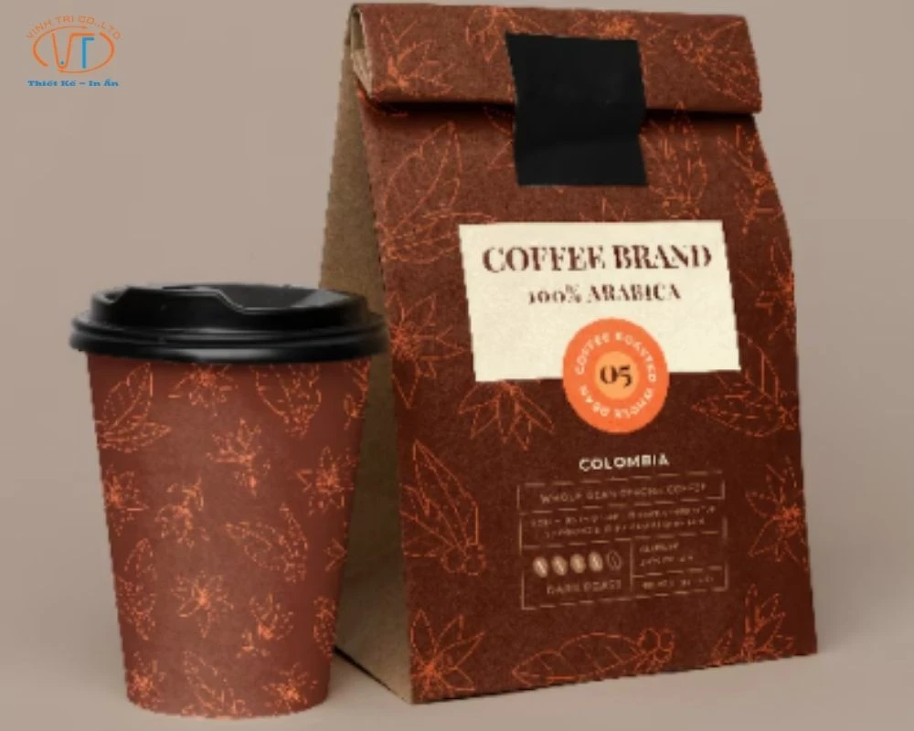 Túi giấy cafe màu nâu