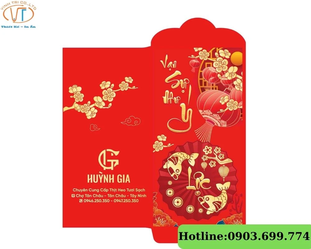 Bao lì xì couche màu đỏ truyền thống 