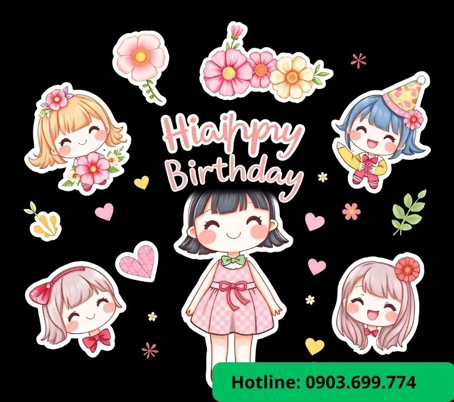 Sticker sinh nhật dành cho bé gái