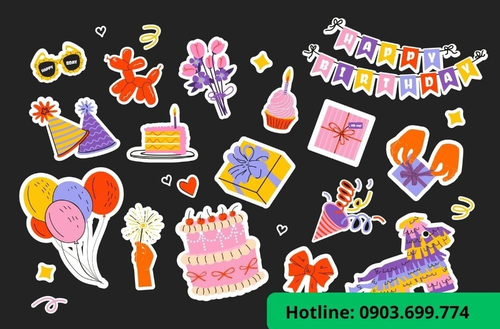 Sticker sinh nhật ấn tượng
