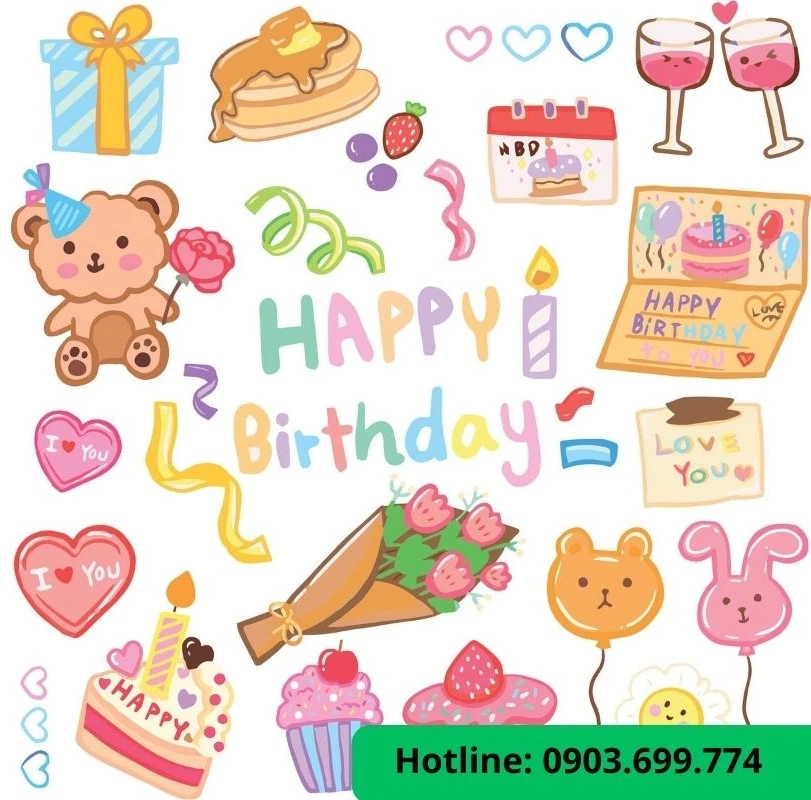 Mẫu sticker happy birthday dành cho bé nhỏ