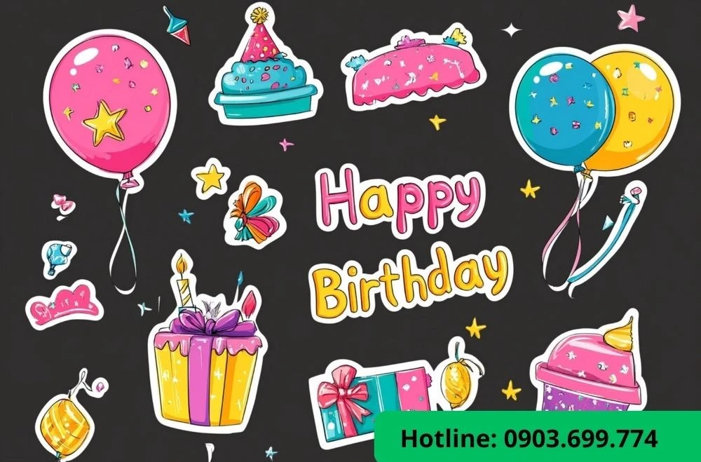 Sticker sinh nhật đủ loại