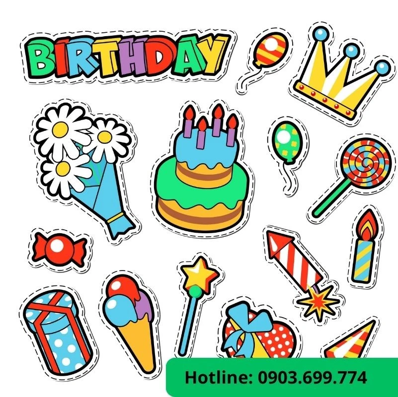 Mẫu sticker happy birthday