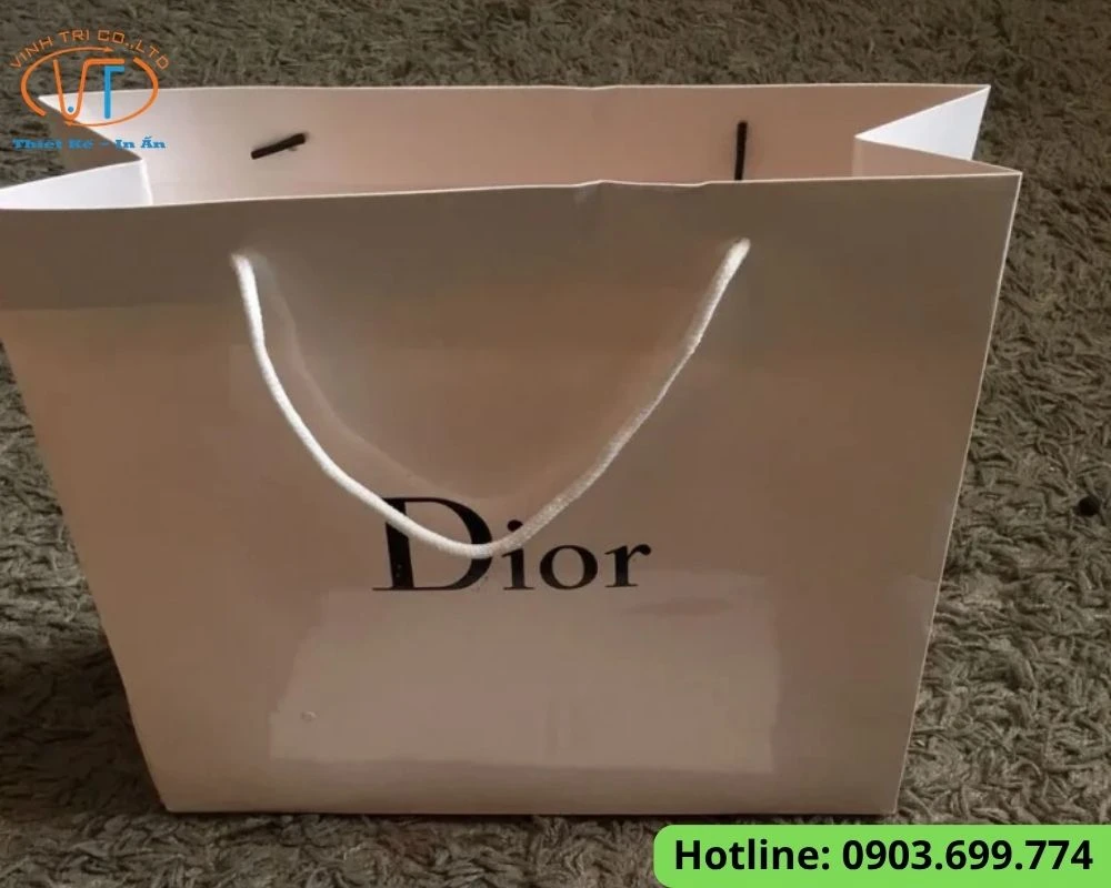 Túi giấy Dior ngang, dây quai trắng