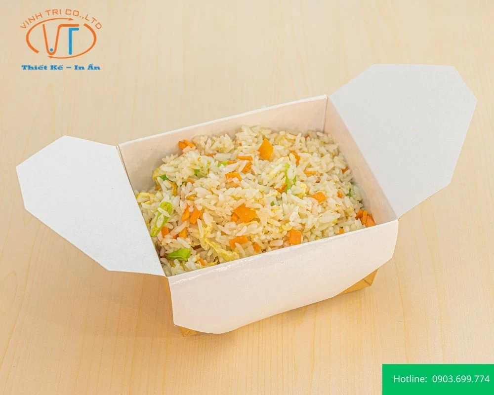 Hộp đựng cơm màu trắng