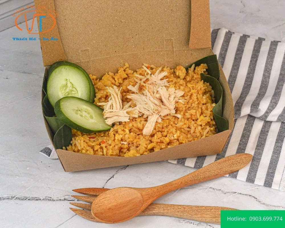 Hộp giấy đựng cơm kraft nắp gài